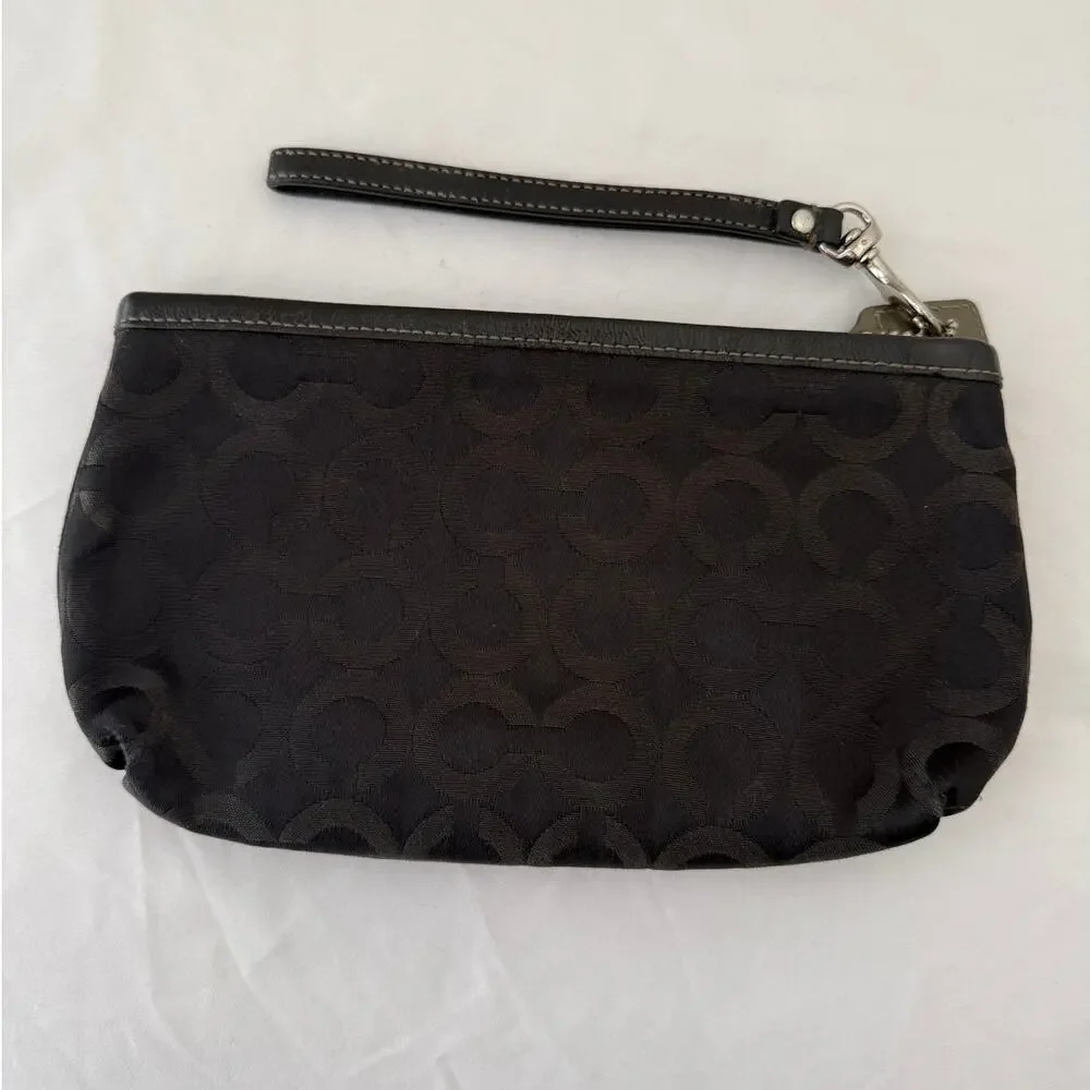 Coach Black Signature Madison Art Op Wristlet Clutch Purse Monogram Y2K Vintage